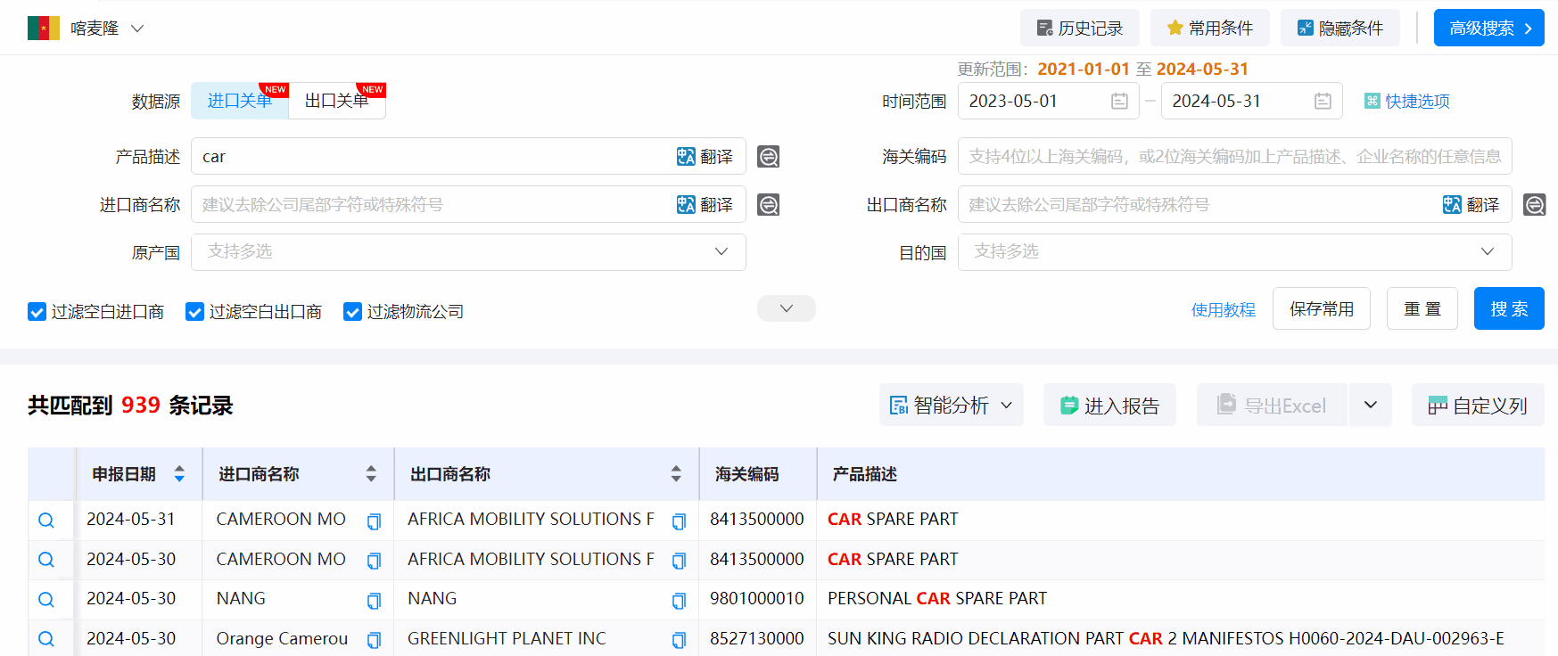 喀麦隆海关数据,海关数据,DDpay钱包海关数据